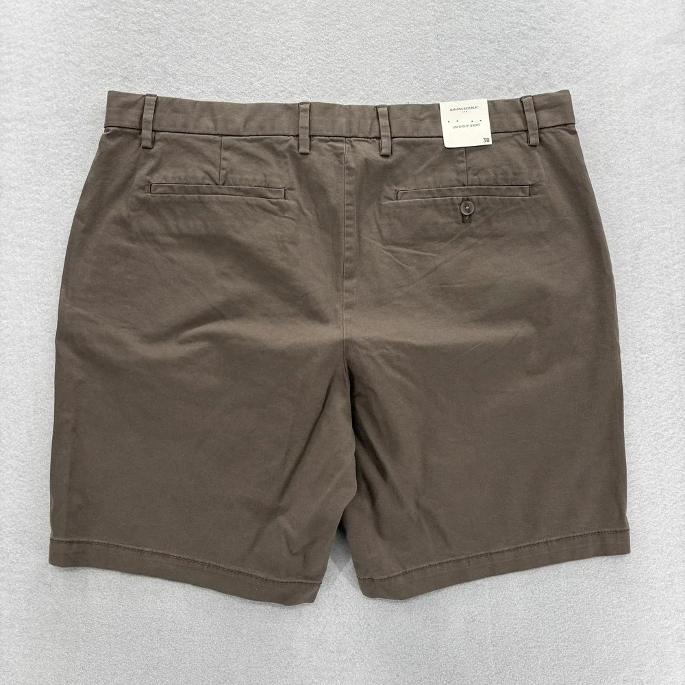 Banana Republic Lived-In Shorts Mens 38 Brown Chino Flat Front Stretch 9